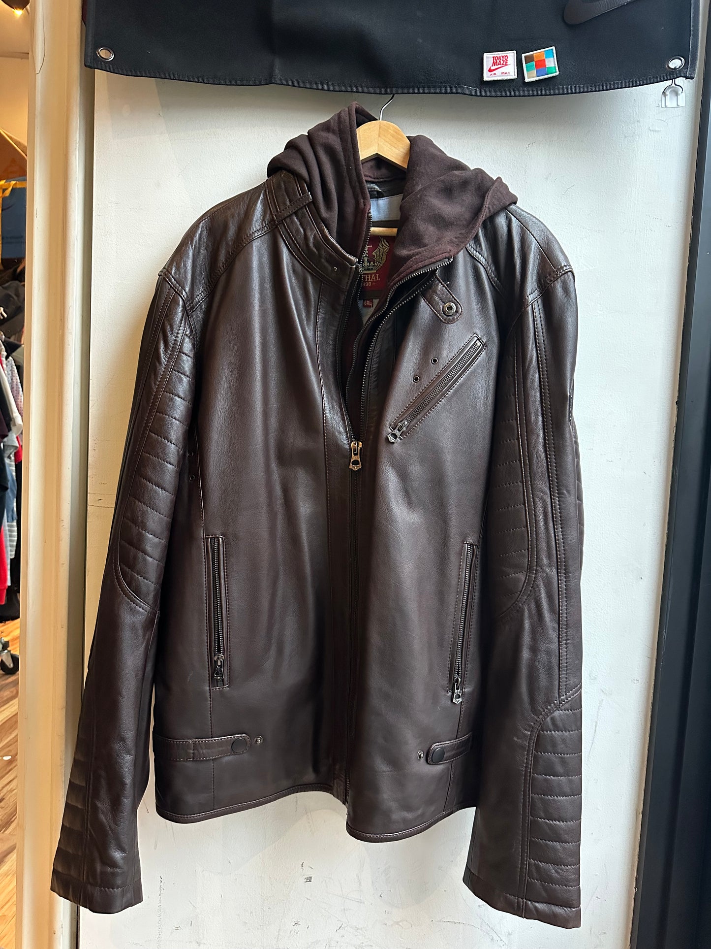 Vintage Hooded Leather Jacket - Lethal 1990