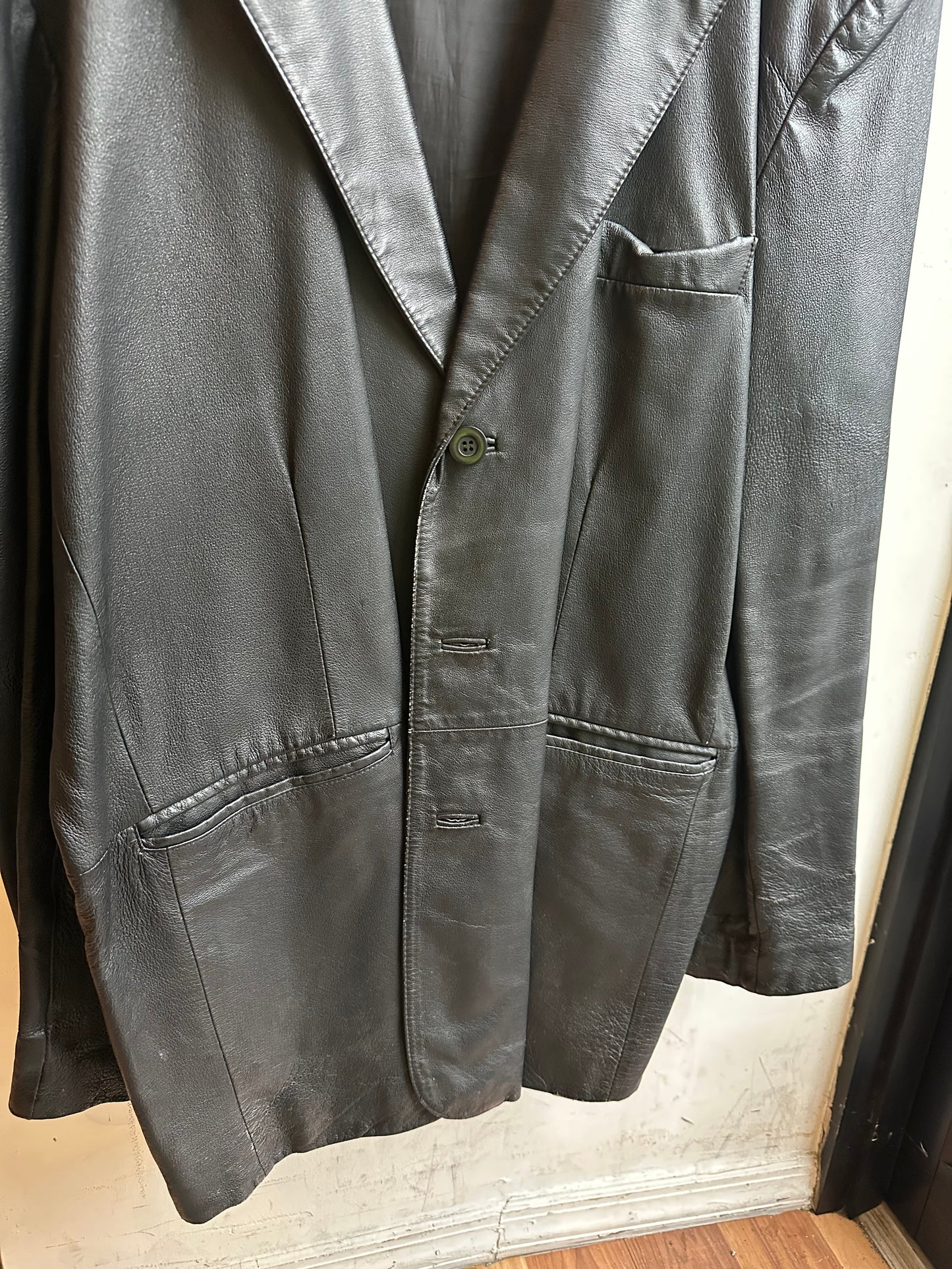 Vintage Leather Coat - Gold Leather