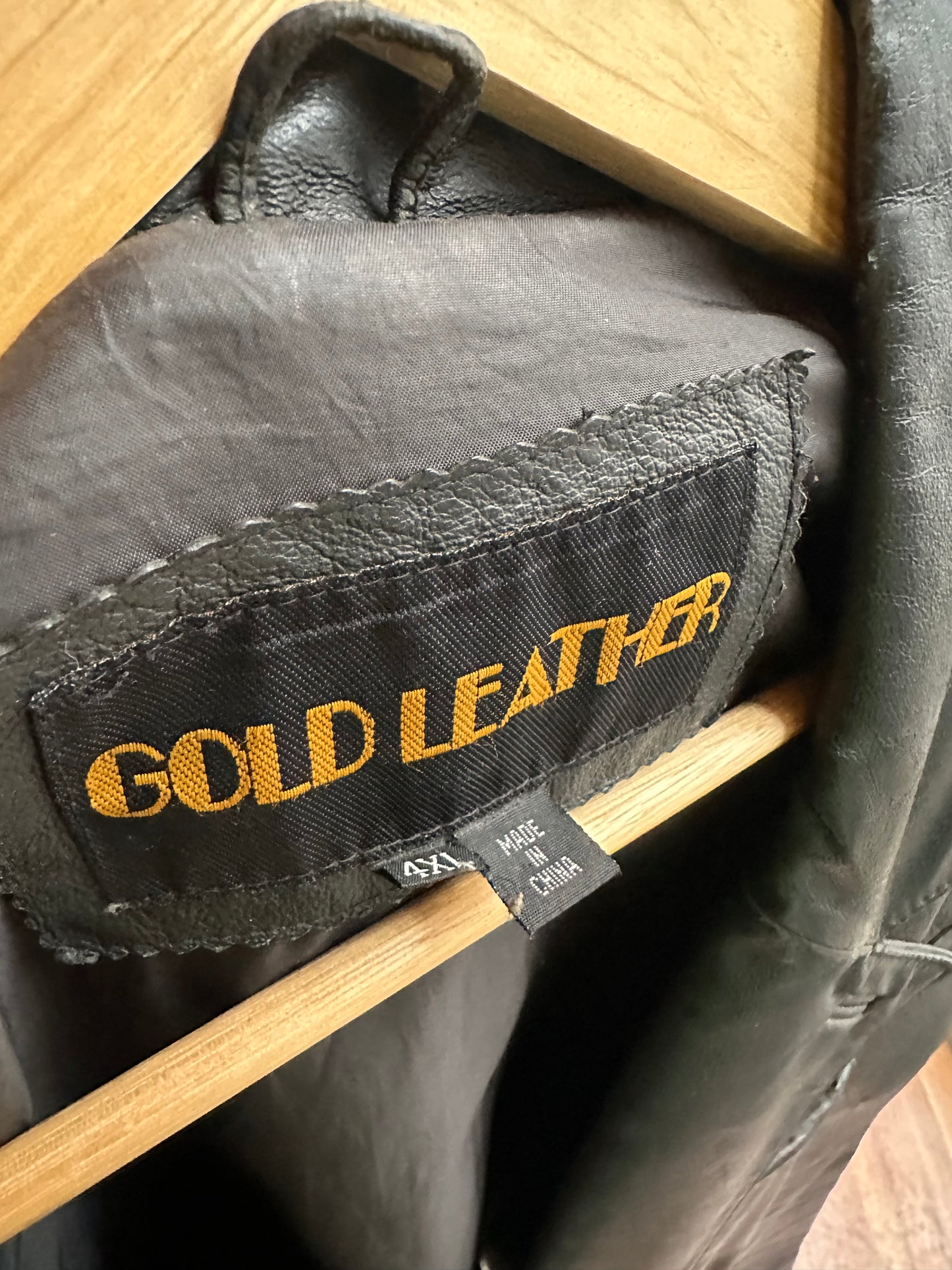 Vintage Leather Coat - Gold Leather