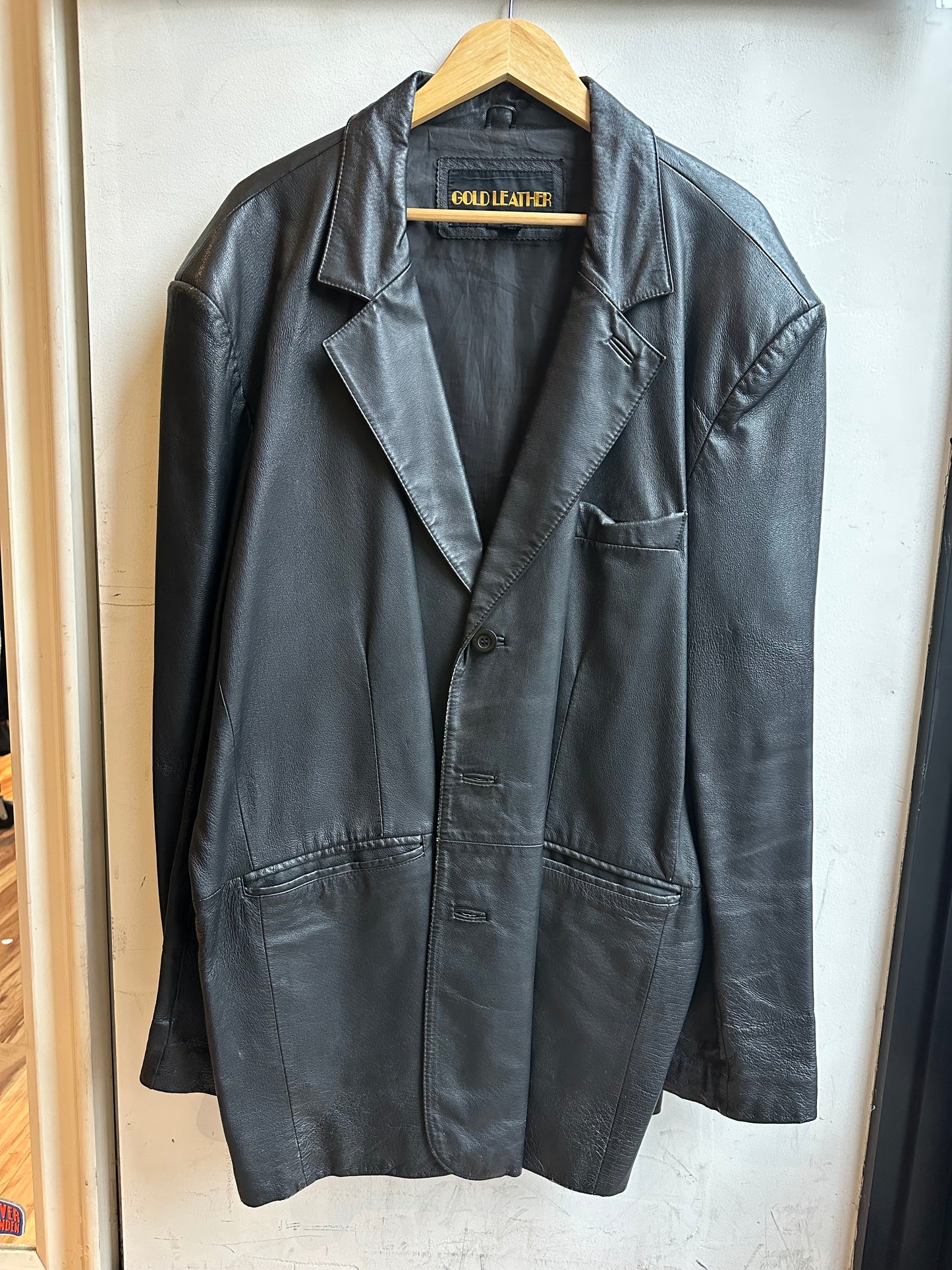 Vintage Leather Coat - Gold Leather