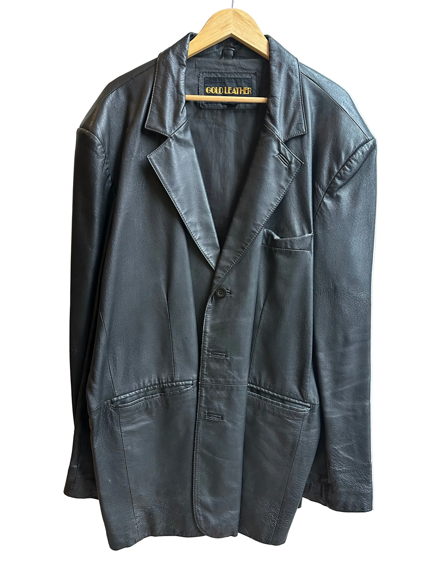 Vintage Leather Coat - Gold Leather